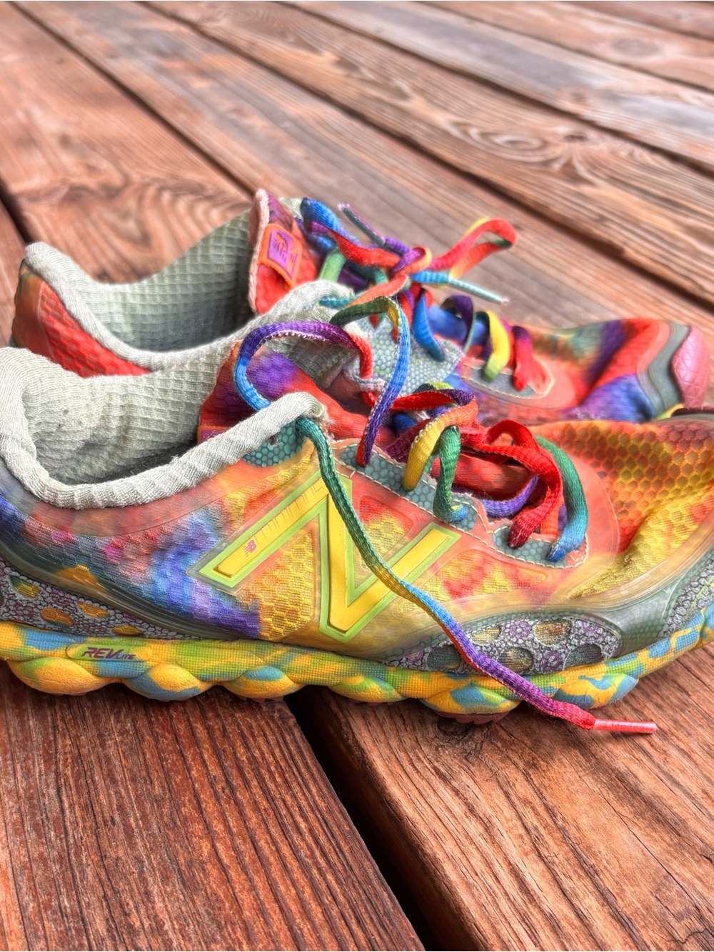 New Balance Multicolor Tie-Dye Sneakers with Yellow 'N'